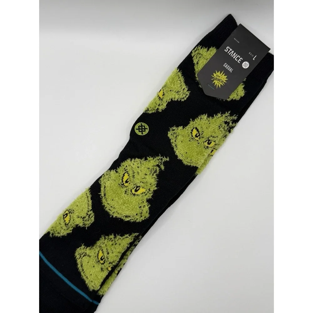 Stance Mean One Grinch Christmas Crew Socks Black Large A555D22MEA NWT